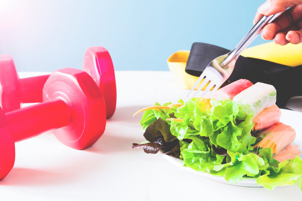 Muscle gain nutrition plan with balanced diet and workout